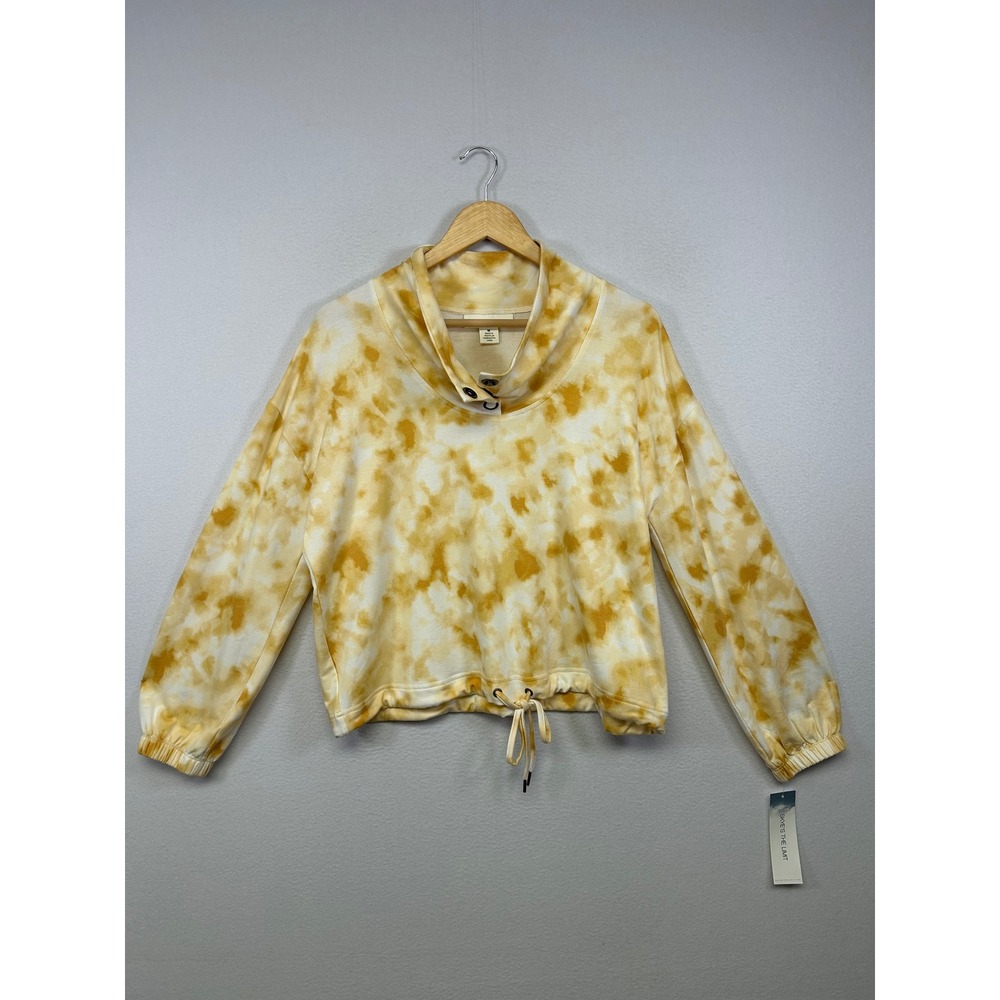 Boho Skye's The Limit NWT Womens M Gold Tie Dye Snap Neck Drawstring Top 70556KA